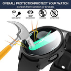 Suoman 5+5 Pack for Samsung Galaxy Watch 7 40mm Case, [Anti-Scratch] 9H Tempered Glass Screen Protector+All-Round PC Matte Protective Cover Bumper - Image 4