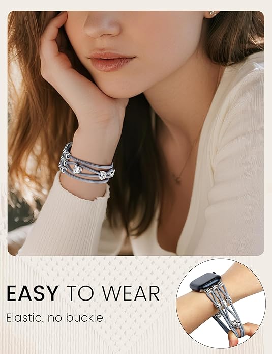 Newlibery Beaded Bracelet Compatible with Apple Watch Band 41mm 38mm 44mm 42mm 45mm 46mm 49mm Women Boho Braided Solo Loop Nylon Stretchy Dressy Strap for iWatch Serie11/10/9/8/7/6/5/4 SE 3/2/1 Ultra - Image 4