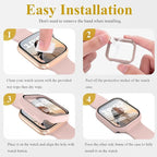 3 Pack Case Compatible with Apple Watch Series 9/8/7 41mm with Tempered Glass Screen Protector, Hard PC Full Cover Ultra-Thin HD Bumper Protective Cover for iWatch 41mm, Rose Gold/Pink/Clear - Image 8