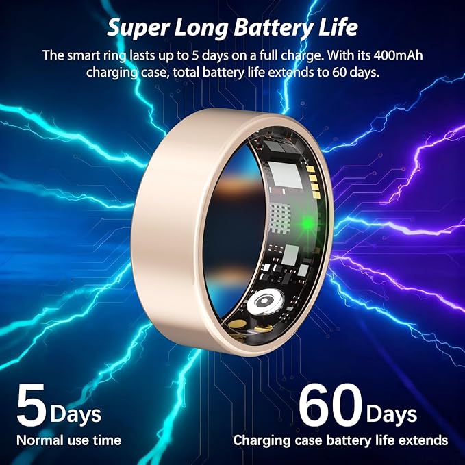 Smart Ring for Women Men Fitness Ring with Sleep Tracker, Blood Oxygen, Heart Rate, Step Tracker, IP68 Waterproof Health Ring for iOS & Android,No Subscription Fee (Rose Gold, 7#) - Image 7