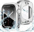 Goton 2 in 1 Waterproof Case for Apple Watch Series 9 8 7 Screen Protector 45mm, 360 Protective Glass Face Cover Hard PC Bumper + Back Frame for iWatch Accessories 45 mm by Goton