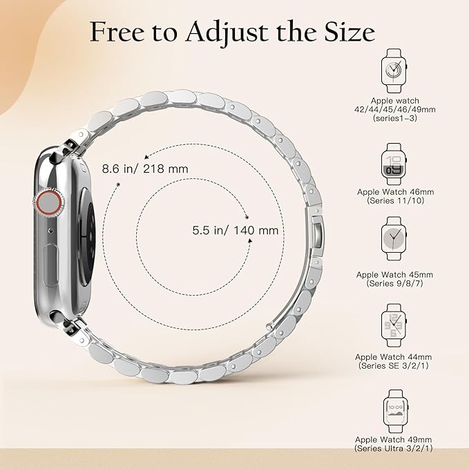 TiMOVO Metal Band Compatible with Apple Watch 46mm (Series 11/10) 49mm 45mm 44mm 42mm for Women (2025), Dressy Replacement Strap for Utrla 3/2/1, iWatch SE 3/2/1, Series 9/8/7/6/5/4/3/2/1, J Rose Gold - Image 5