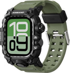 amBand Rugged Case with Band for Apple Watch 44mm, Compatible with iWatch Series SE 3/SE 2nd Generation/SE/6/5/4, Military Grade Shockproof Bumper Cover, Tactical Band for Men, Army Green by amBand