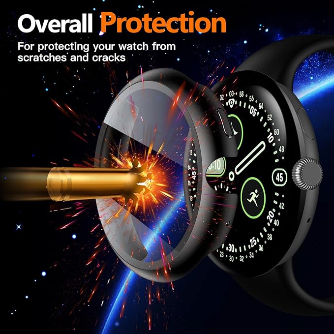 Misxi 2-Pack Case Ultra-Thin Tempered Glass Screen Protector Compatible with Google Pixel Watch 4 (2025) 41mm, High Touch Sensitivity Protective Cover for Pixel Watch 4, Black - Image 4