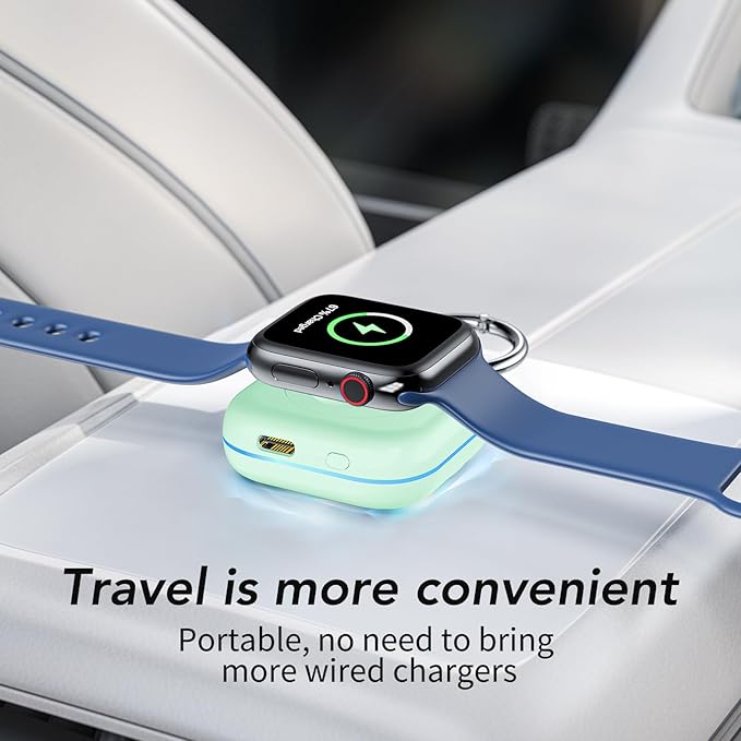 HUOTO for Portable Apple Watch Charger, Mini Purse Keychain 1200mAh iWatch Charger Power Bank Wireless Battery Pack Travel Smart Watch Chargers for Apple Watch Series 11 10 9 8 7 6 5 4 3 2 SE Ultra 2 - Image 4