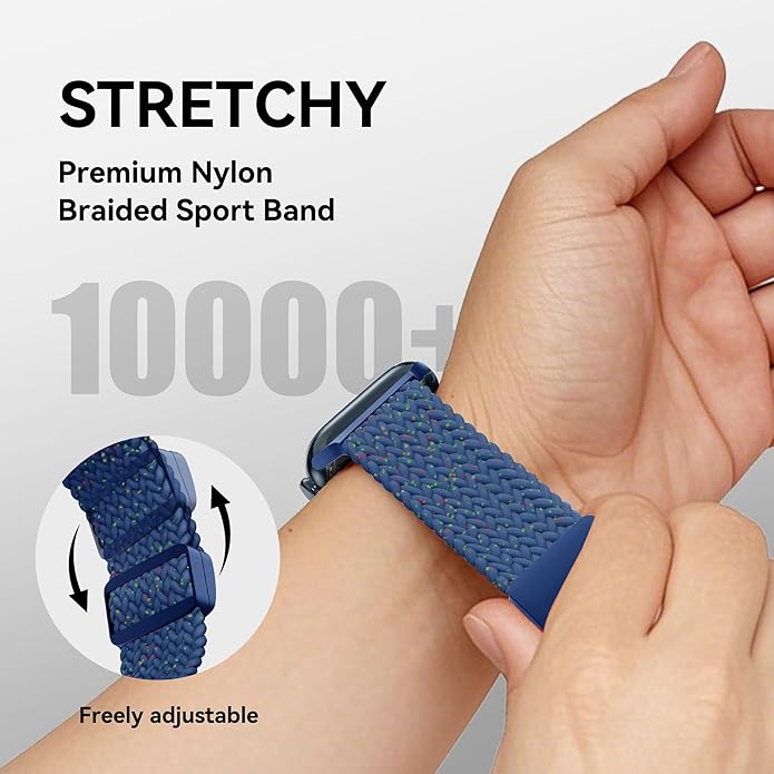 Braided Stretchy Band Compatible with Apple Watch Band 38mm 40mm 41mm 42mm 44mm 45mm 46mm 49mm Women Men, Adjustable Nylon Elastic Magnetic Clasp Strap for iWatch Series 10 9 8 7 6 5 4 3 2 1 SE Ultra - Image 3