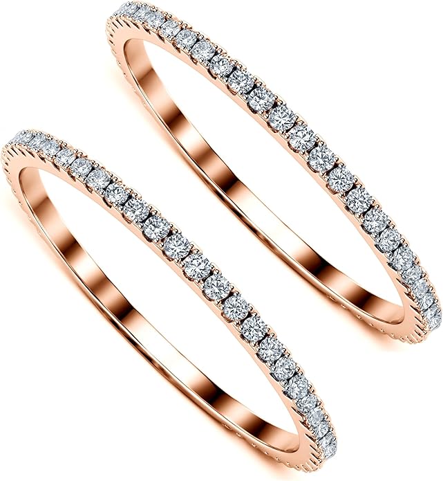 2-Pack 14K Gold Plated Stacking Rings for Oura Ring Gen 4/Gen 3, Cubic Zirconia Simulated oura ring stack Diamond Rings for Women - Image 7