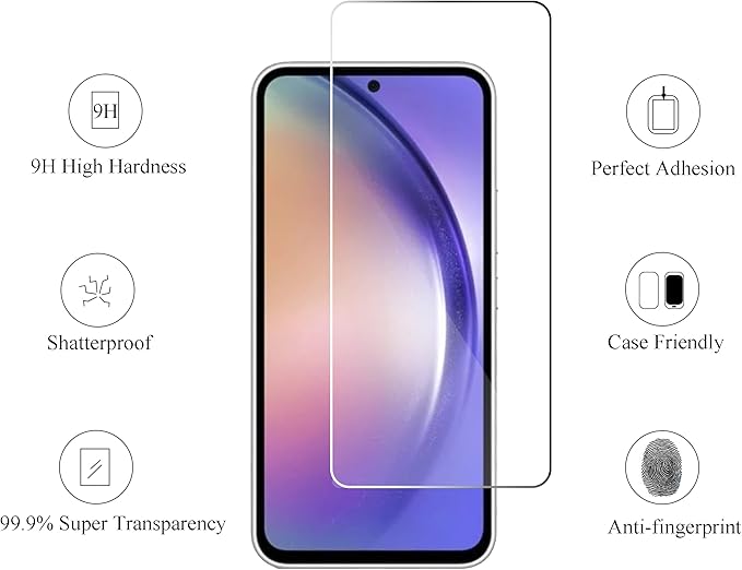 Ailun 3 Pack Glass Screen Protector for Galaxy A54 5G[6.4 inch] + 3 Pack Camera Lens Protector, 0.33mm Ultra Clear Anti-Scratch Case Friendly - Image 2