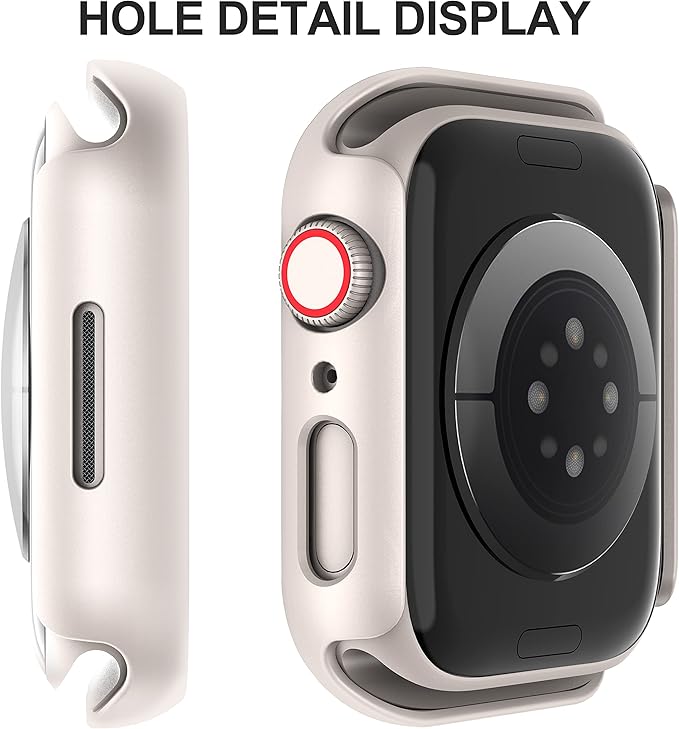 Diruite 2-Pack for Apple Watch 41mm Screen Protector Case,for iWatch Series 9/8/7/6/5/4/Series SE/SE 2 41mm Protection Cover All-Around Tempered Glass Screen Protector Case Ultra-Thin - Starlight - Image 4