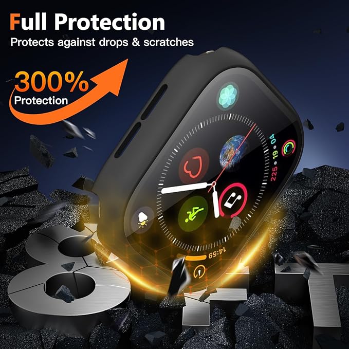 Charlam Compatible with Apple Watch Screen Protector 41mm Series 9 8 7 iWatch Case, 3 Pack Full Protective Ultra-Thin Hard PC Bumper Cases Scratch Resistant HD Clear Protective Face Cover, Black, 41mm - Image 2
