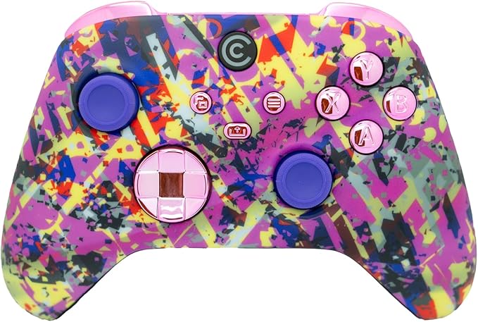 Custom Controllerzz Designer Series Custom Wireless Controller for Xbox Series X/S, Xbox One, & PC - Multiple Designs Available (Neon Drip & Pink Chrome Inserts) by CustomControllerzz