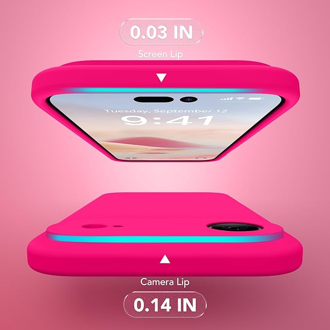 Magnetic for iPhone Air Case, Compatible with MagSafe, [Full Camera Protection][Screen Protector] Silicone Shockproof Protective Phone Case for iPhone 17 Air 6.5", Hot Pink - Image 6