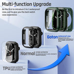 Goton 2 in 1 Waterproof Case for Apple Watch Series 9 8 7 Screen Protector 41mm, 360 Protective Glass Face Cover Hard PC Bumper + Back Frame for iWatch Accessories 41 mm - Image 3