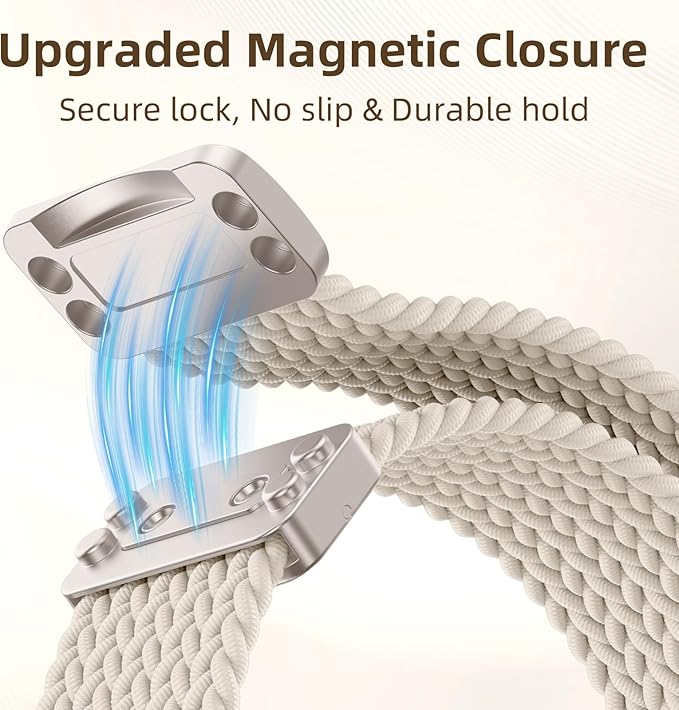 Braided Stretchy Bands Compatible with Apple Watch Bands 40mm 44mm 38mm 41mm 42mm 45mm 46mm 49mm Women Men, Soft Nylon Sport Strap with Magnetic Clasp for iWatch Series 11 10 9 8 SE 7 6 5 4 3 2 Ultra - Image 2