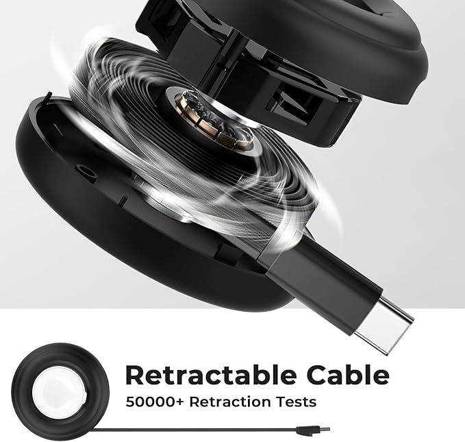   for Apple Watch Retractable Charger Stand, Portable Wireless Magnetic Fast Charging Station with 2.8 ft Retractable USB C Cable for iWatch Series Ultra/10/9/8/7/6/SE/5/4/3/2 - Image 5