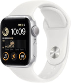 Apple Watch SE (2nd Gen) (GPS, 40mm) - Silver Aluminum Case with White Sport Band, M/L (Renewed) by Amazon+Renewed