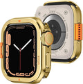 Amizee Metal Case Compatible with Apple Watch Series 9/8/7 45mm with Back Cover, Rugged Protective Bumper Cover for iWatch 45mm, Gold by Amizee
