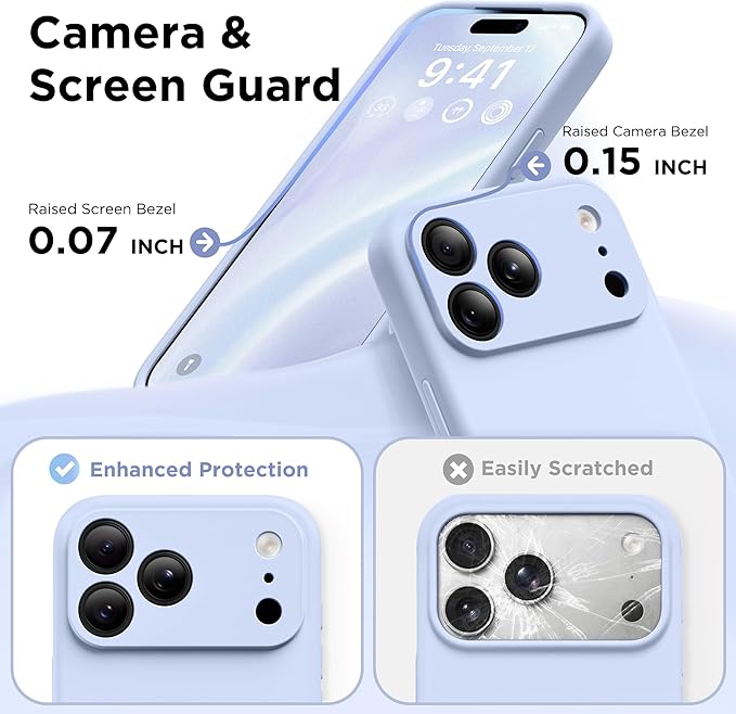 GolbinBox Magnetic for iPhone 17 Pro Case, Compatible with MagSafe, [Full Camera Protection] [Screen Protector], Silicone Shockproof Phone Cover with Anti-Scratch Microfiber Lining, Cyan Purple - Image 5