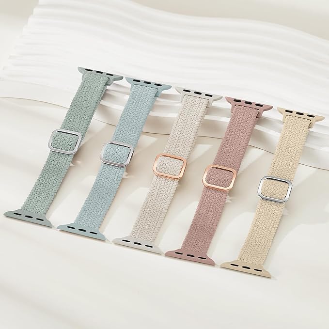 5 Pack Slim Braided Stretchy Bands Compatible with Apple Watch Band 40mm 41mm 42mm 38mm 44mm 45mm 46mm 49mm Women Men, Thin Elastic Nylon Solo Loop Straps for iWatch Series 10 9 8 7 6 5 4 3 11 SE 2/1 - Image 7