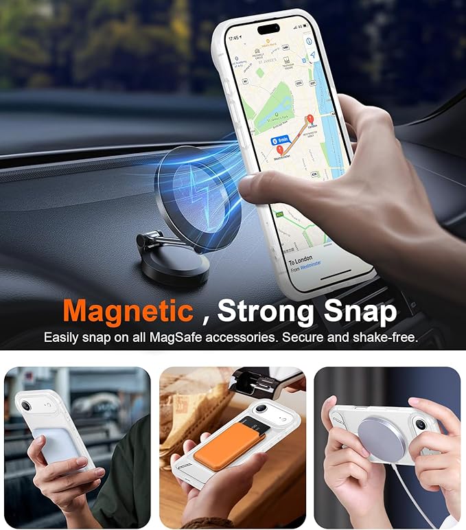 Temdan Designed for iPhone Air Case, [Built-in Invisible Kickstand][Compatible with MagSafe][Military Grade Shockproof] Slim Translucent Matte Phone Case 6.5 inch (Clear Matte) - Image 6