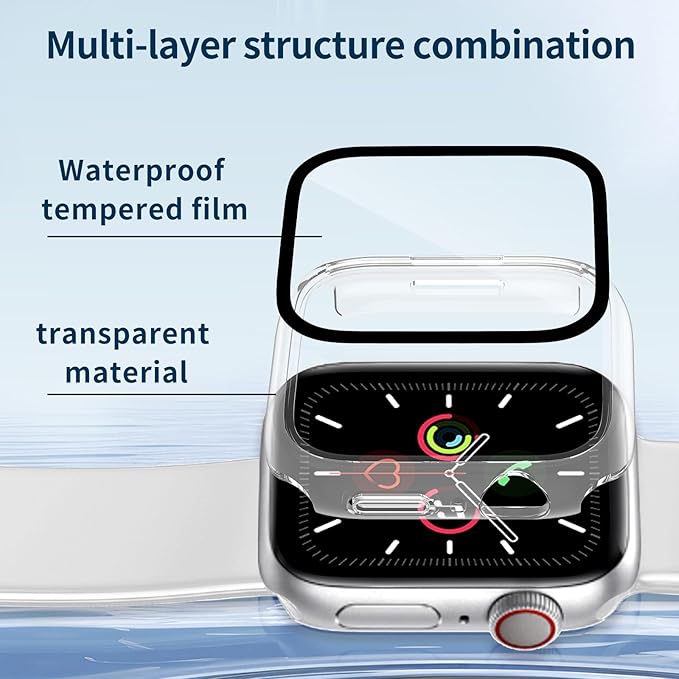 Waterproof Case for Apple Watch Series 9 Series 7 8 41mm, Built-in Screen Protector with Tempered Glass [Touch Sensitive] Cover for iWatch S9/S8/S7 Accessories 41mm, Clear - Image 7