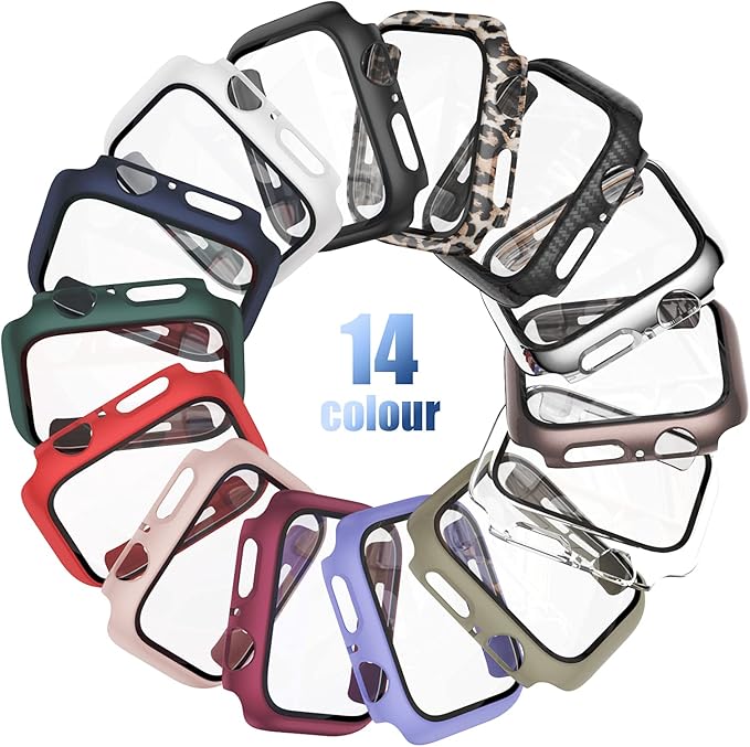 14 Pack Case with Tempered Glass Screen Protector for Apple Watch 38mm Series 3/2/1,anotch Slim Guard Bumper Full Coverage Hard PC Protective Cover HD Ultra-Thin Cover for iWatch 38mm Accessories - Image 7