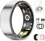 Smart Ring for Women & Men, Health Tracker Ring with Heart Rate, Blood Oxygen,Blood Pressure, IP68 Waterproof Fitness Ring, Sleep Tracker for iPhone and Android, No APP Fee (Silver, 7#) by UniverseJethro