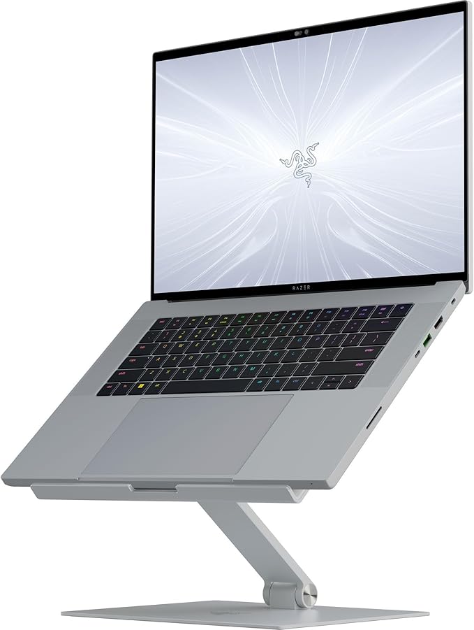 Razer Adjustable Laptop Stand: Supports Phones, Tablets, Laptops, Macbooks up to 18" - Adjust Height and Tilt - Durable Aluminum Construction - Vented Design - Foldable for Storage & Travel - Mercury - Image 9