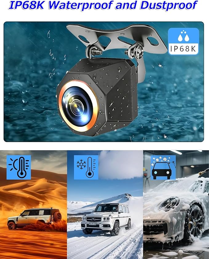 1080P Backup Camera for Car, 3MP 170° AHD CVBS Universal Rear View Camera with Night Vision & 4 Modes,12-24V, IP68K, Guide Line, Mirror/Normal Switch,Rear/Front/Side cam for car,SUV,truck, large truck - Image 5