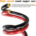 1/0 Battery Cable 0 Gauge Wire 40FT Copper Clad Aluminum Amp Wiring Kit- Automotive Power Ground Cable for Car Audio, Inverter, RV Truck with Pure Copper Lugs & Heat Shrink Tube - Black/Red - Image 3