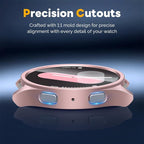 Misxi [2+2 Pack] Case Hard PC Bumper + Tempered Glass Screen Protector [with Auto Alignment Tool Kit] for Samsung Galaxy Watch 7 44mm, Anti-Scratch Cover for Galaxy Watch7, 1 Rose Gold + 1 Transparent - Image 4