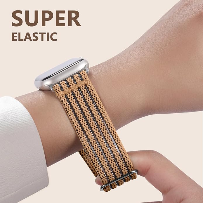 Braided Stretchy Band Compatible with Apple Watch Bands 38mm 40mm 41mm 42mm 44mm 45mm 46mm 49mm for Women Men, Adjustable Nylon Solo Loop Elastic Straps for iWatch Series 10 9 8 7 6 5 4 3 2 1 SE Ultra - Image 4