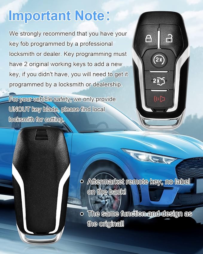 Key Fob Replacement for Ford: 5-Button Keyless Entry Remote Start Control for Ford Mustang Fusion Explorer Edge Lincoln MKC MKX MKZ, Compatible with FCC ID: M3N-A2C31243300 P/N:164-R7989, 902 mHz - Image 5