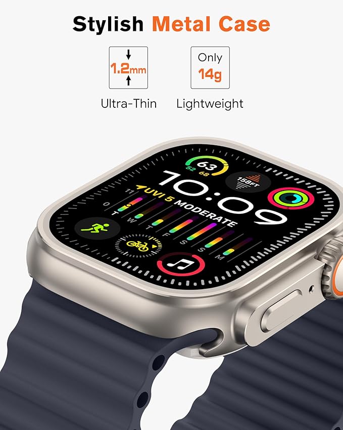 amBand 3 in 1 Metal Case Compatible with Apple Watch Series 9/8/7 45mm, W1 Rugged Bumper Protector [Turning into Ultra 3/2/1 Upgrade] with Watch Crown + Back Cover, Natural Titanium - Image 3