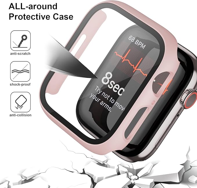 5 Pack Hard PC Case with Tempered Glass Screen Protector for Apple Watch 44mm SE(2023) (2nd Gen) Series 6 5 4 SE, Scratch Resistant Bumper Protective Cover for iWatch 44mm Accessories - Image 3