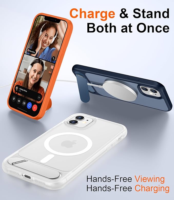 Temdan Magnetic Compatible with iPhone 11 Phone Case, [Built-in Invisible Kickstand][Compatible with MagSafe] [Military Grade Shockproof] Slim Translucent Matte Phone Case for iPhone 11 6.1" - Image 2