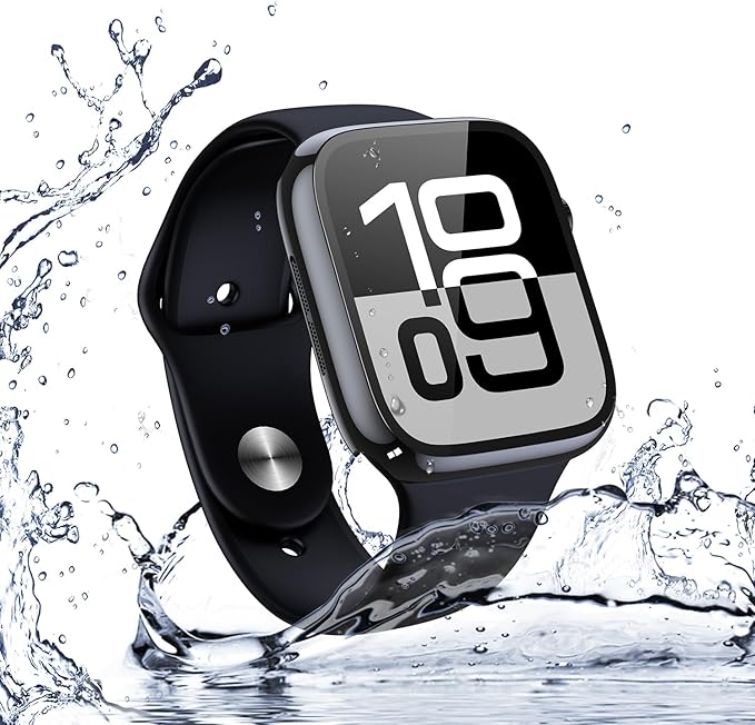 Misxi [2 Pack] Waterproof Hard Case with Tempered Glass Compatible with Apple Watch Series 11 (2025) Series 10 42mm, Overall Protective Cover for iWatch Screen Protector, 1 Jet Black + 1 Transparent - Image 6