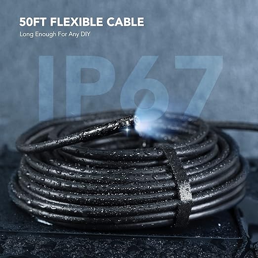 Triple Lens Endoscope Camera with Light with 50FT Semi-Rigid Cable, DEPSTECH 5" IPS Screen Sewer Inspection Camera, 1080P Industrial Borescope, Split Screen, Waterproof Drain Pipe Tool, Carrying Case - Image 8