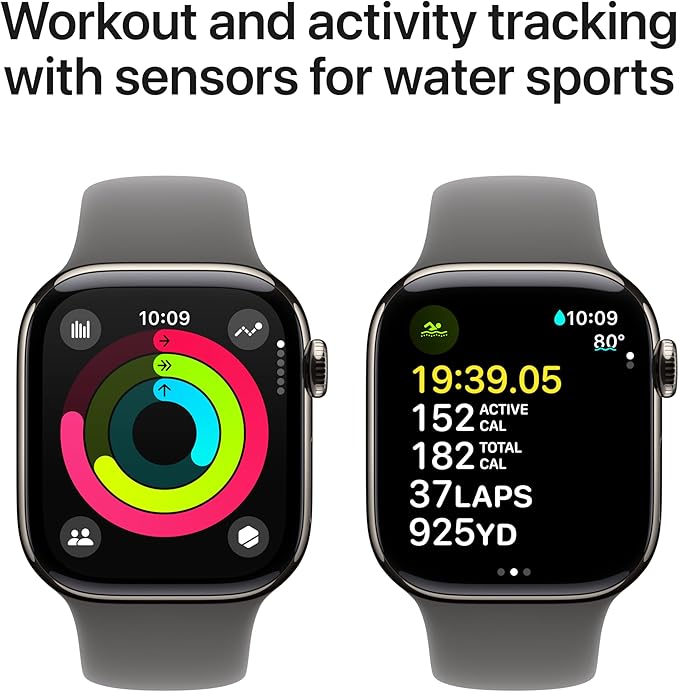Apple Watch Series 10 [GPS + Cellular 42mm case] Smartwatch with Natural Titanium Case with Stone Grey Sport Band - S/M. Fitness Tracker, ECG App, Always-On Retina Display, Water Resistant - Image 5