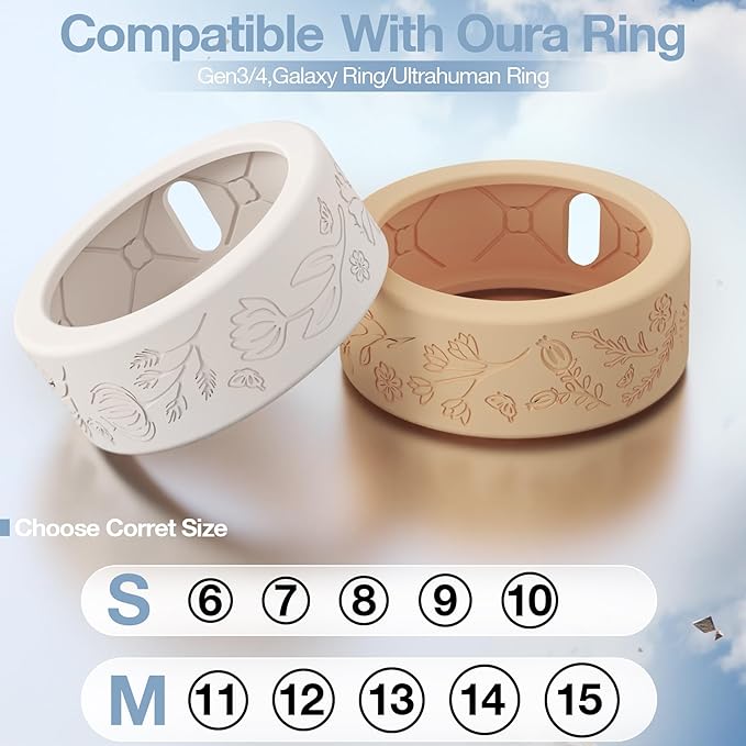 10 Pack Floral Engraved Cover for Oura Ring Gen 4/4 Ceramic/3 Horizon/Heritage, Support Charging with Cover on, Anti-Scratch Silicone Oura Ring Case Protector for Working Out, Gym & Daily Use - Image 2