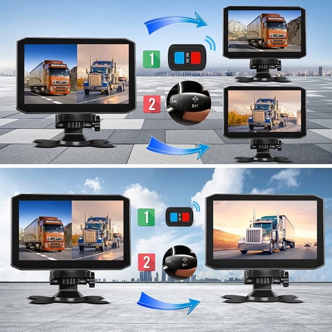 VSYSTO 4CH Truck Dash Cam 360 Surveillance DVR Recorder Backup Camera w/GPS 7.0'' Monitor Waterproof 1080P Front & Side (Left/Right) & Rear View IR Night Vision for Vehicles Semi Truck Trailers - Image 3