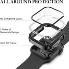 Adepoy Compatible for Apple Watch Case Series 11/10 42mm with Tempered Glass Screen Protector, Double Bling Case Crystal Diamonds Rhinestone Bumper Overall Hard PC Ultra Protective Cover For iWatch 42 - Image 3