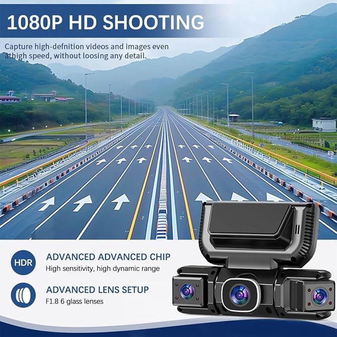 360° Car DVR WiFi 4Channels Dash Cam Video Recorder, 1080P FHD Car Dash cam - Dash Cam Front and Rear, 24-Hour Parking Monitoring Night Vision Monitoring Loop Recording (Cardless) - Image 5