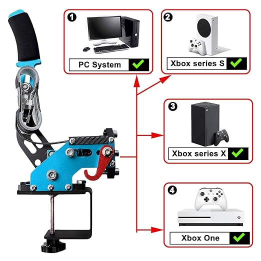 Obokidlyamor NEW Upgrade 4-in-1 USB Handbrake Only for G920 Compatible With For Xbox One S/X/Xbox series S/Xbox series X + PC Computer System With Clamp (Blue) by Unknown