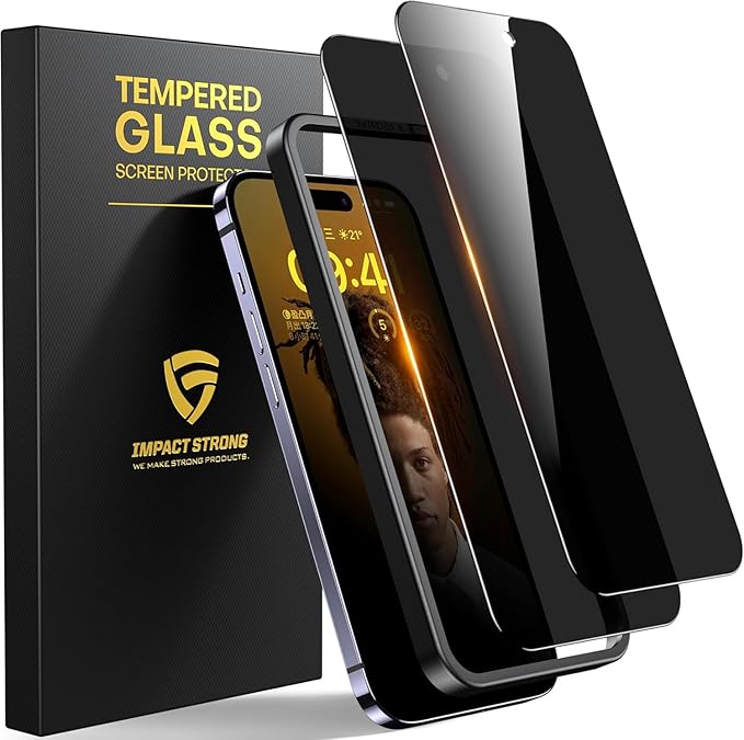 ImpactStrong Anti-Spy Privacy Screen Protector for iPhone 15 (6.1-Inch), 9H Tempered Glass, Shatter-Resistant, Anti-Scratch, Easy Install Kit, Case Friendly, 2-Pack - Image 8