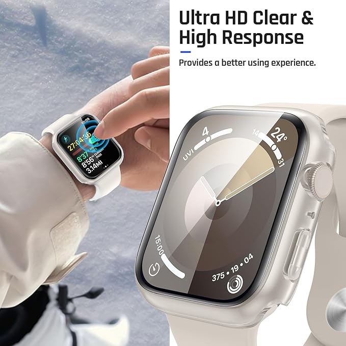 Goton Waterproof Screen Protector Case Compatible for Apple Watch Series 9/8/7 45mm, Hard Bumper with Tempered Glass for iWatch Cover 45 mm - Image 6