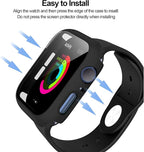 2 Pack Hard PC Case Compatible with Apple Watch Series 9/8/7 41mm, Case with Tempered Glass Screen Protector Overall Bubble-Free Cover for iWatch 9/8/7 Accessories, (Black+Black,41mm) - Image 5