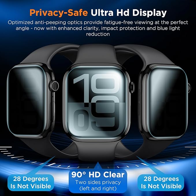 LK 4 Pack for Apple Watch Series 10 Screen Protector 46mm Privacy, HD Ultra-thin [Upgrade Anti-Spy] Soft TPU Film 46mm Apple Watch Screen Protector,Touch Sensitive Anti-Scratch - Image 7