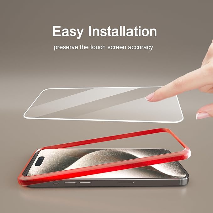 Ailun 3 Pack Screen Protector for iPhone 15 [6.1 inch] + 3 Pack Camera Lens Protector with Installation Frame,Case Friendly Tempered Glass Film,[9H Hardness] - HD - Image 2