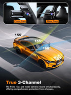 4K 3 Channel Dash Cam Front and Rear Inside, Built-in 5.8GHz WiFi GPS, 64GB Card Included, 4K+1080P+1080P Dash Camera for Cars, 3.18'' IPS Screen Dashcam with G-Sensor, 24H Parking Monitor - Image 9
